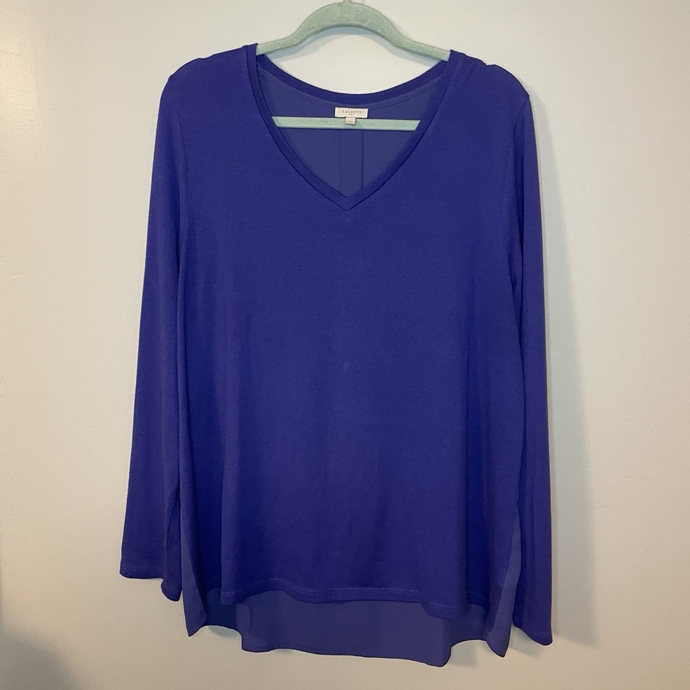 Talbots Purple Lightweight Knit Sweater Front See Through Back Size‎ XL